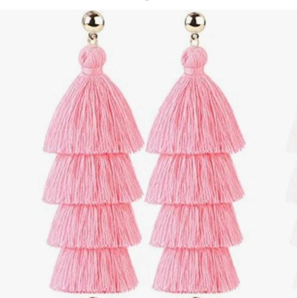 Pink Fringe Earrings Tassel Earrings Spring Jewelry Jewellery